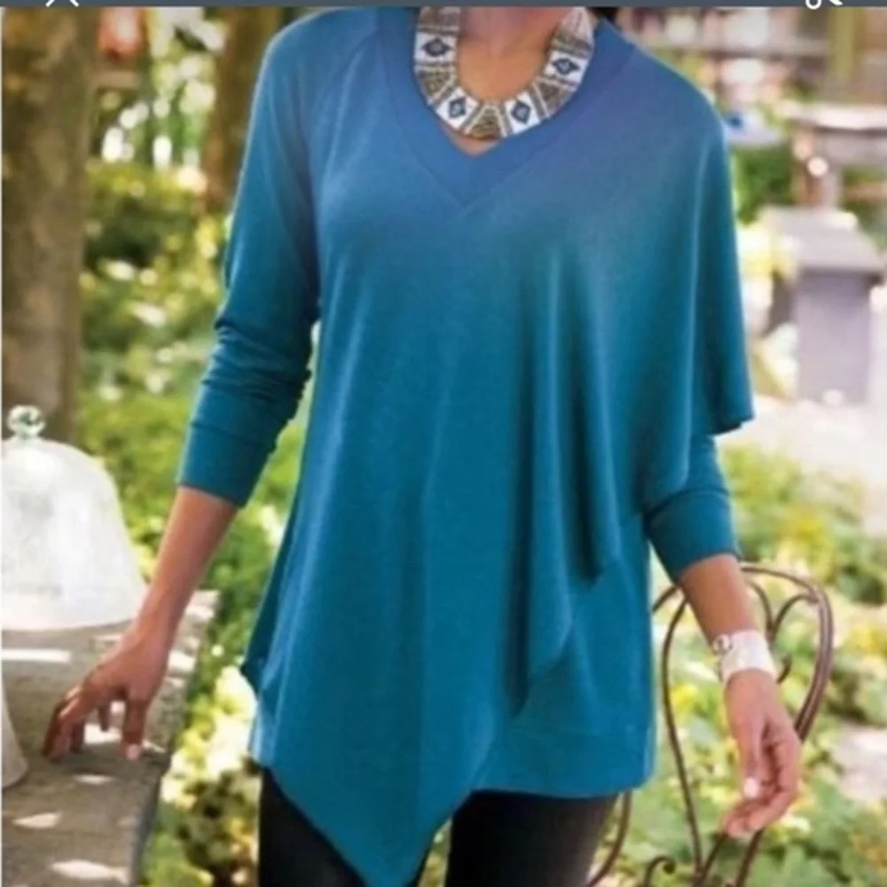 Soft Surroundings Women’s Small Madison Cape Tunic Sweater Top Asymmetrical S